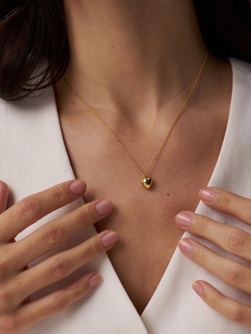 Product image 2 of 3, which shows Orelia Heart Charm Chain Necklace, Gold