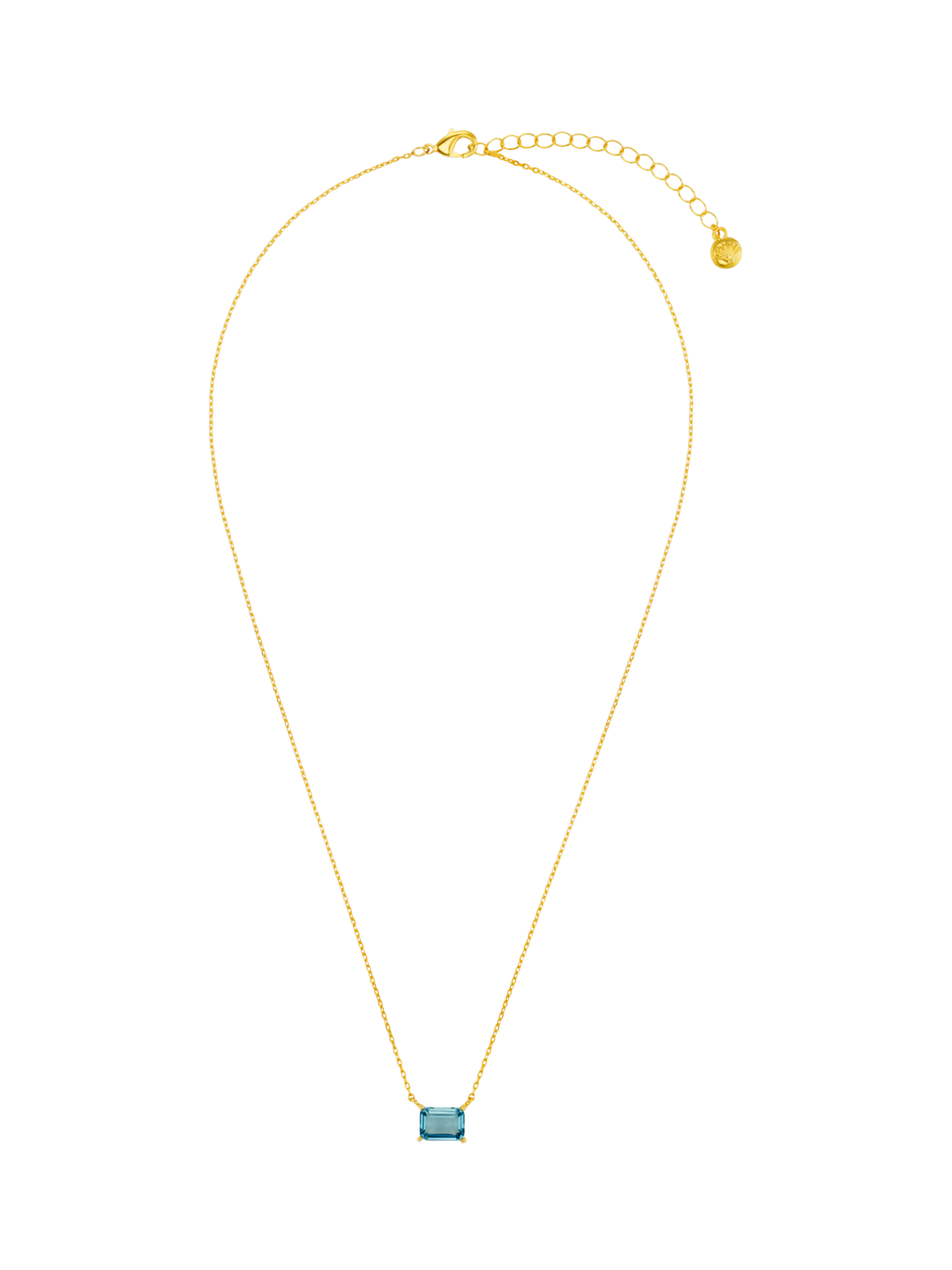 Product image 1 of 3, which shows Orelia Baguette Stationed Necklace, Pale Gold