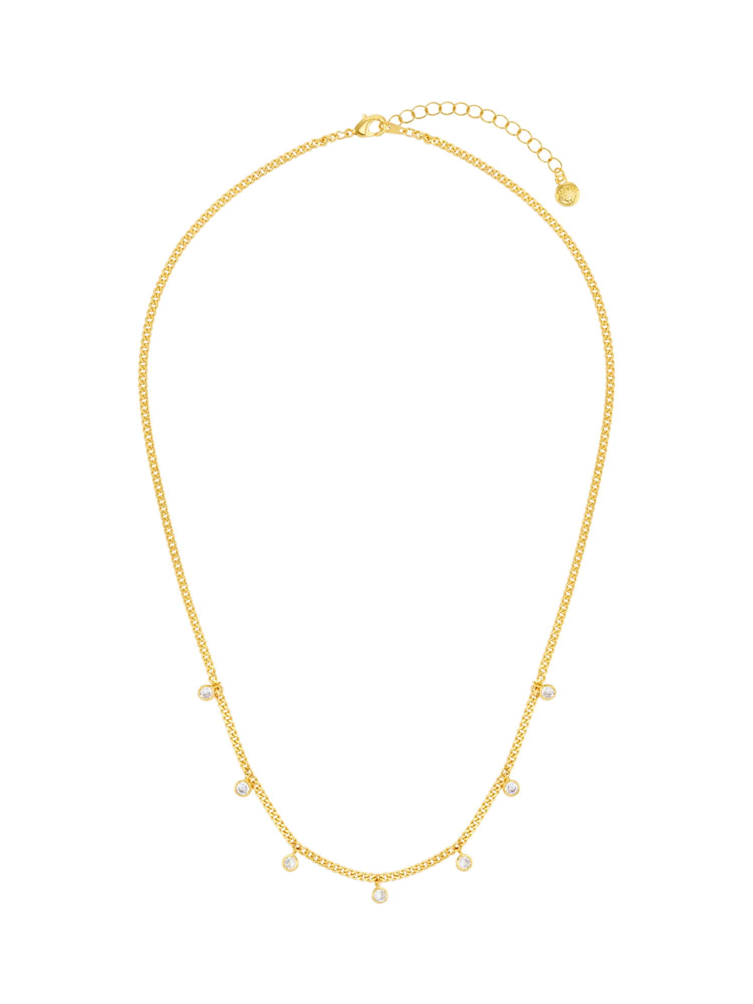 Product image 1 of 4, which shows Orelia Multi Crystal Drop Necklace, Pale Gold