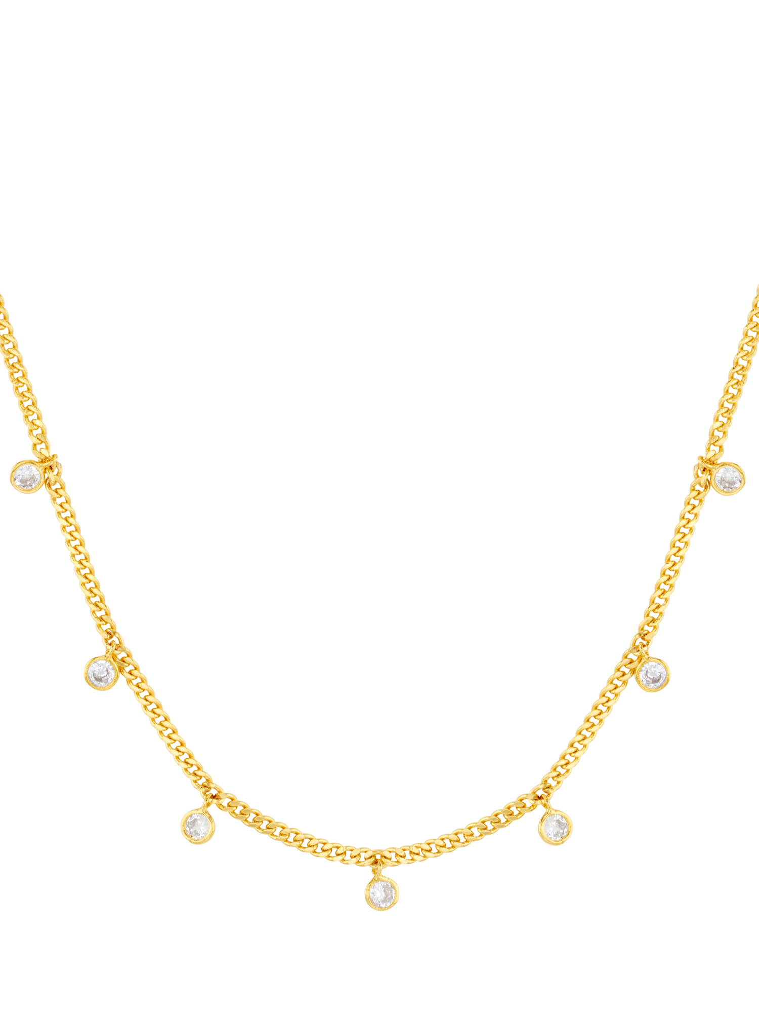 Product image 2 of 4, which shows Orelia Multi Crystal Drop Necklace, Pale Gold