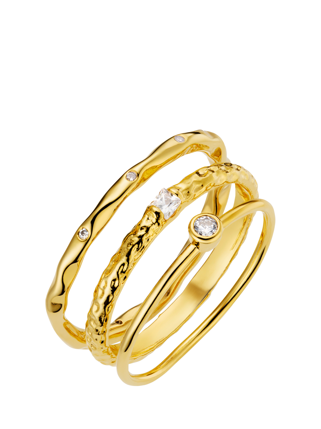 Product image 1 of 2, which shows Orelia Three Stacking Rings , Pale Gold, Medium/Large