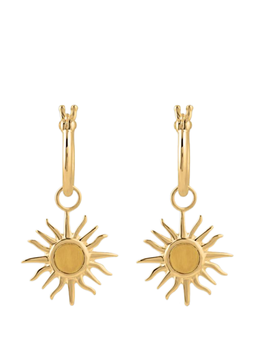 Product image 1 of 4, which shows Dinny Hall My World Sun Charm Hoop Earrings, Gold