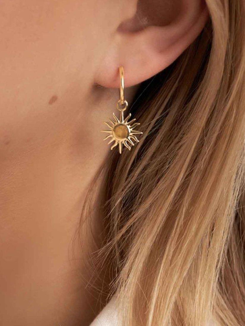 Product image 3 of 4, which shows Dinny Hall My World Sun Charm Hoop Earrings, Gold