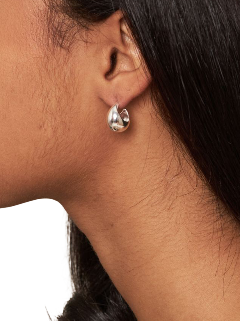 Product image 4 of 5, which shows Dinny Hall Scoop Stud Hoop Earrings, Small, Silver
