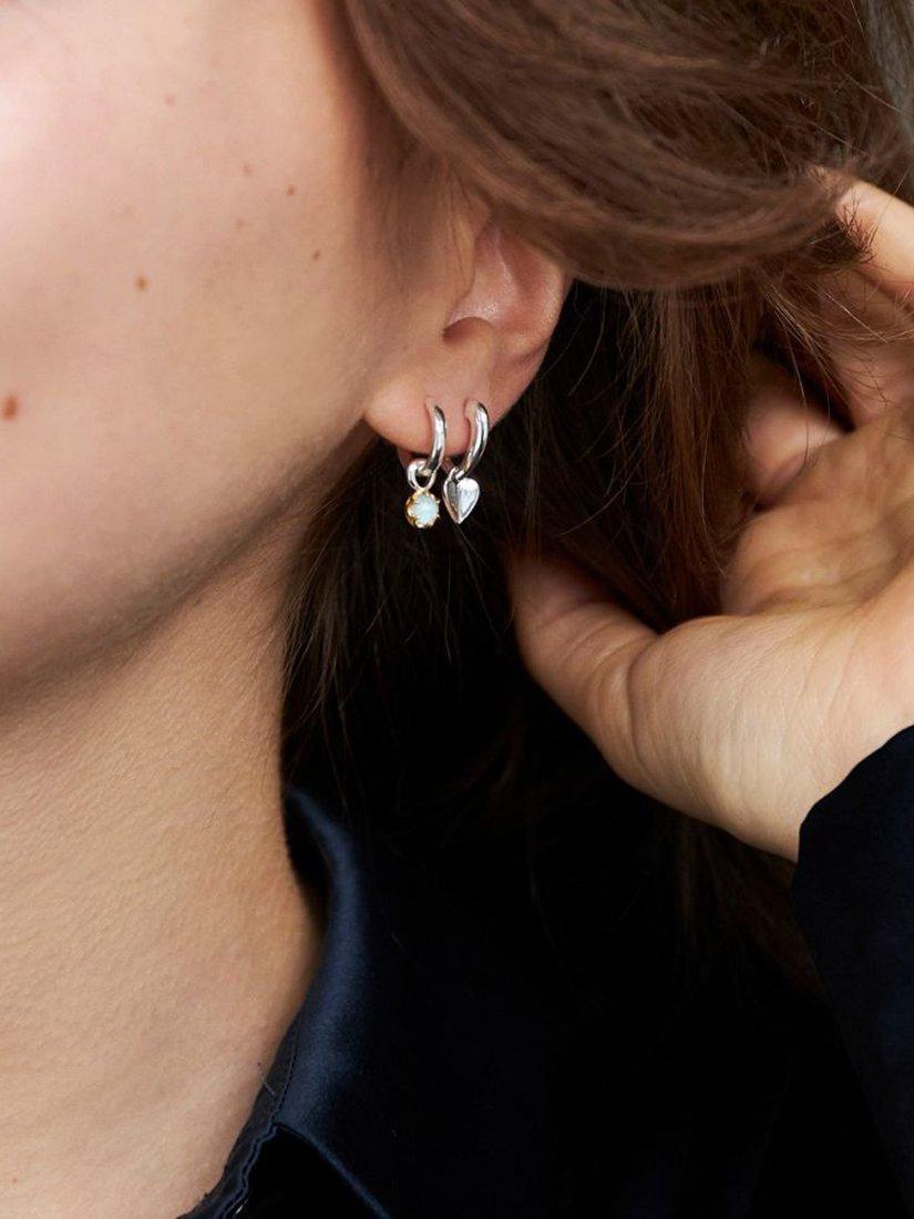 Product image 4 of 5, which shows Dinny Hall Folded Heart Drop Hoop Earrings, Silver