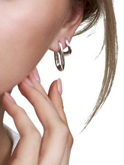 Dinny Hall Link Hoop Earrings, Silver - view 2, Silver