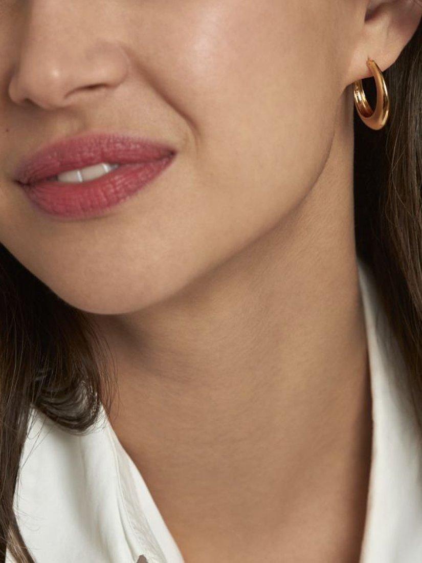 Product image 2 of 4, which shows Dinny Hall Polished and Brushed Hoop Earrings, Gold