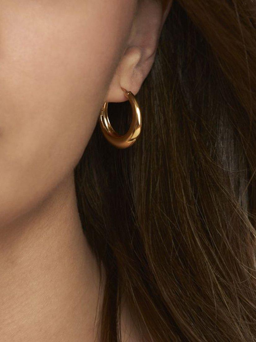 Product image 3 of 4, which shows Dinny Hall Polished and Brushed Hoop Earrings, Gold