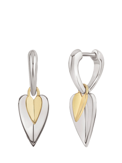 Dinny Hall Double Heart Drop Hoop Earrings, Silver/Gold, Silver