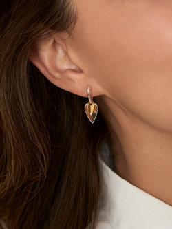 Dinny Hall Double Heart Drop Hoop Earrings, Silver/Gold - view 2, Silver