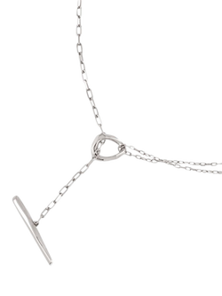 Dinny Hall Sterling Silver Asymmetric T-Bar Necklace - view 2, Silver