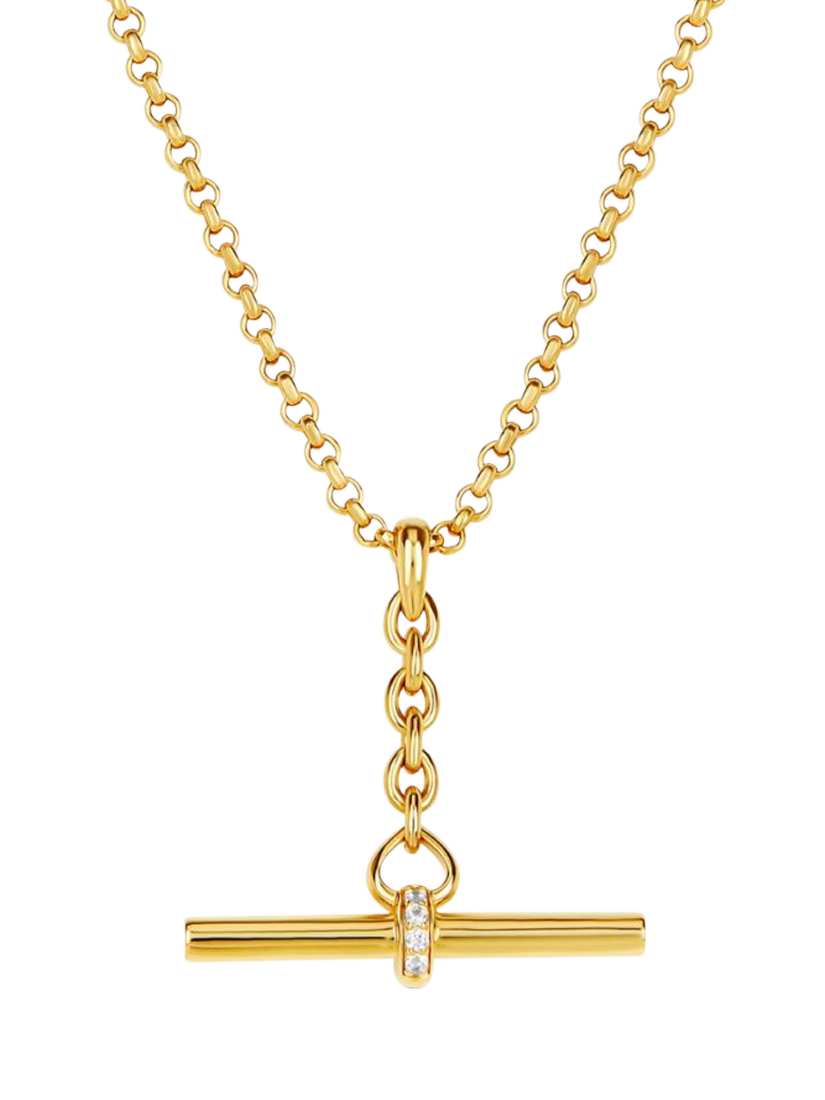 Product image 1 of 4, which shows Dinny Hall My World T-Bar Pendant Necklace, Gold