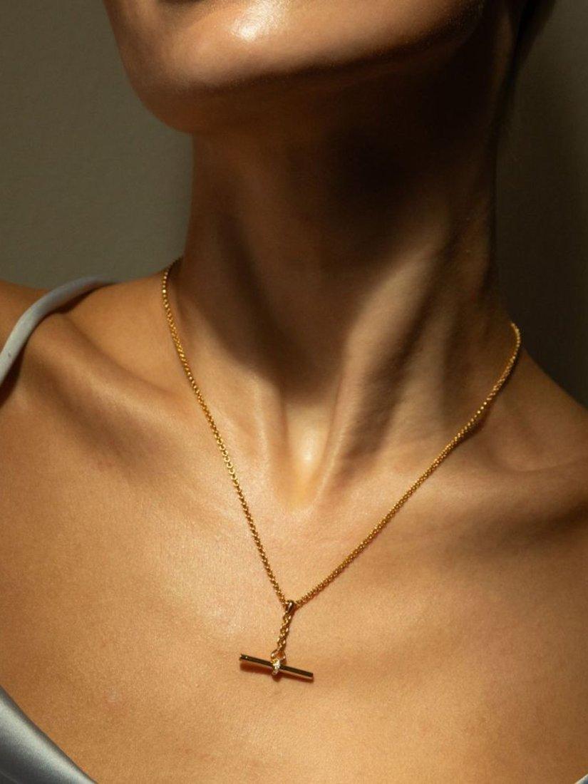 Product image 2 of 4, which shows Dinny Hall My World T-Bar Pendant Necklace, Gold