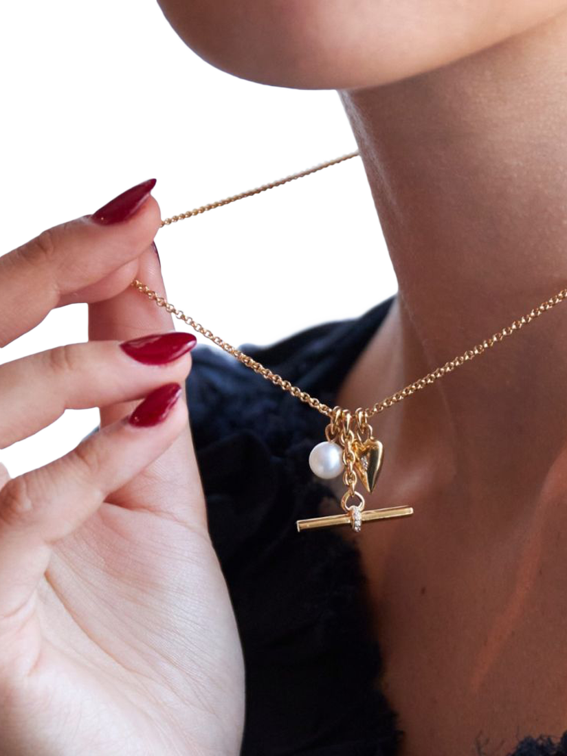 Product image 3 of 4, which shows Dinny Hall My World T-Bar Pendant Necklace, Gold