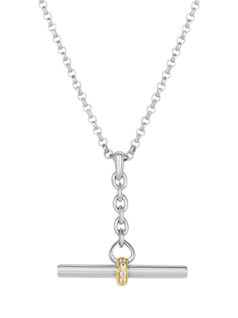 Product image 1 of 4, which shows Dinny Hall My World T-Bar Pendant Necklace, Silver