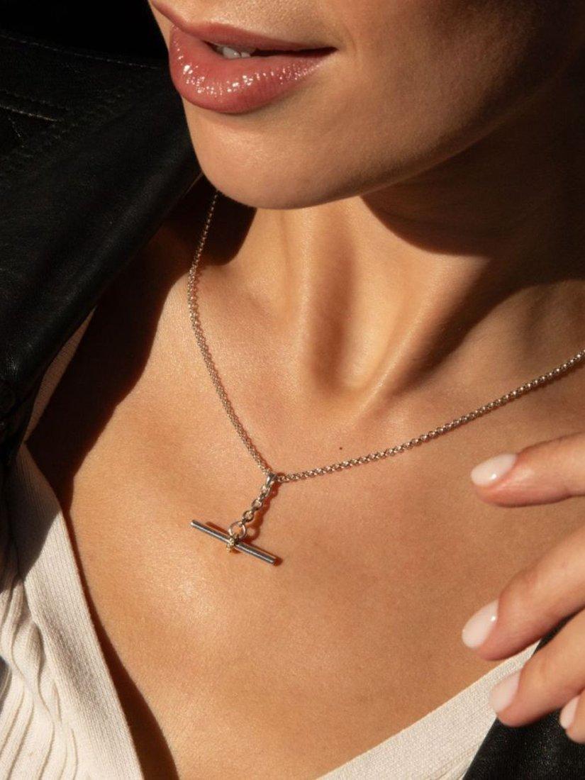 Product image 2 of 4, which shows Dinny Hall My World T-Bar Pendant Necklace, Silver