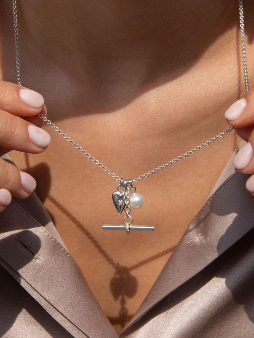 Product image 3 of 4, which shows Dinny Hall My World T-Bar Pendant Necklace, Silver