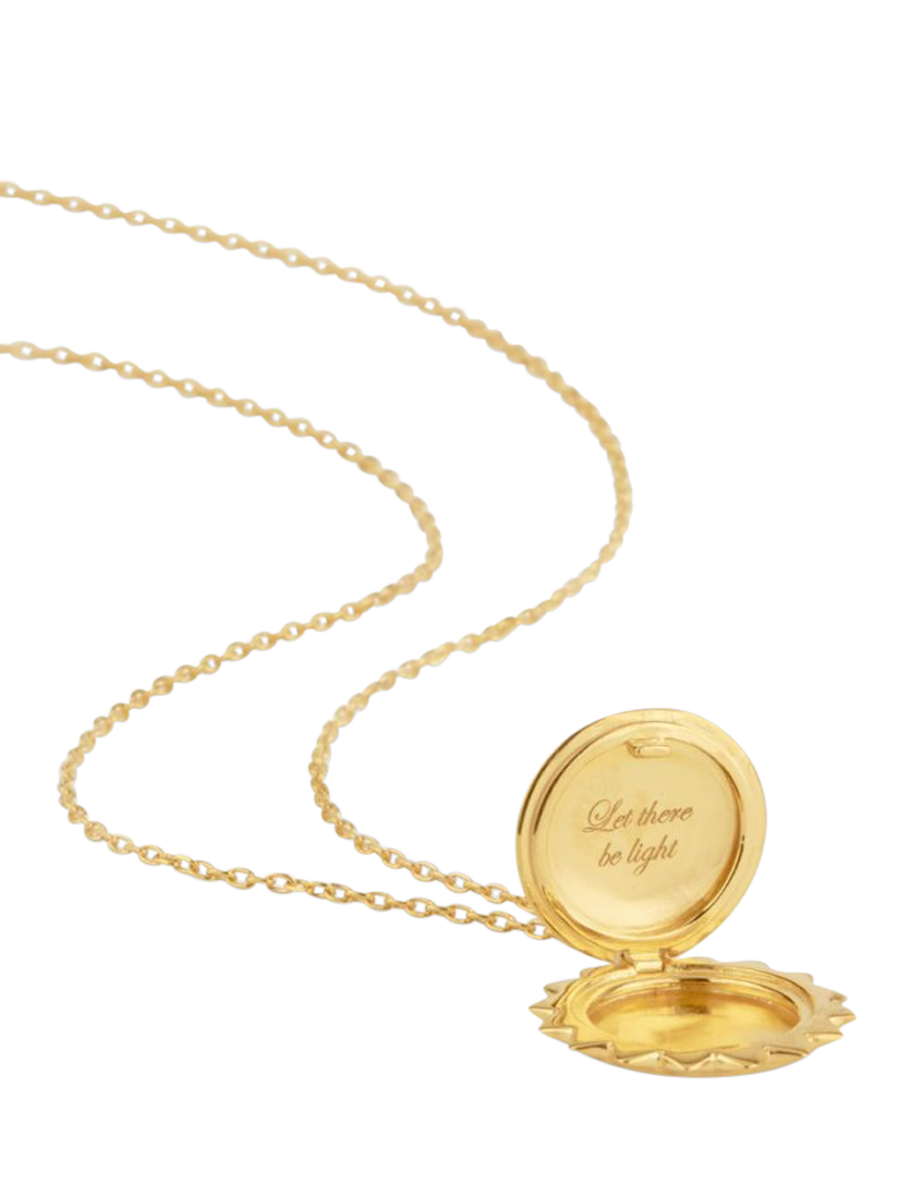 Product image 2 of 4, which shows Dinny Hall Gold Plated Engraved Sun Locket