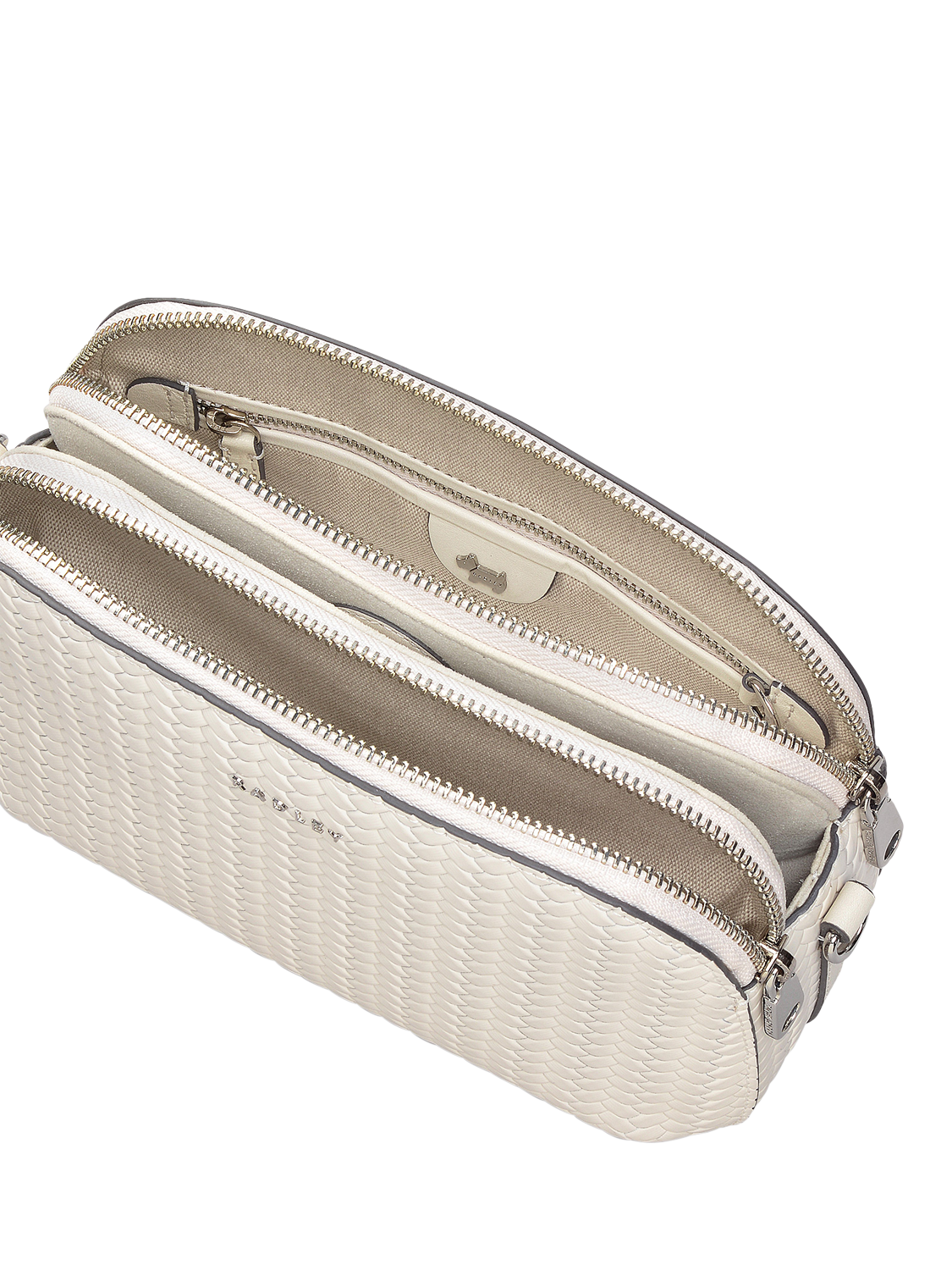 Product image 3 of 5, which shows Dukes Place Leather Weave Medium Zip Top Crossbody Bag, Chalk