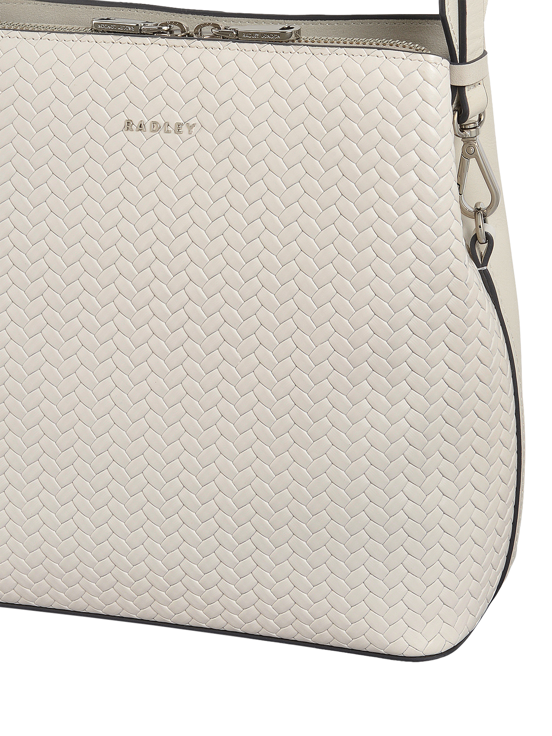 Product image 4 of 5, which shows Dukes Place Leather Weave Medium Compartment Crosssbody Bag, Chalk