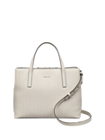 Dukes Place Leather Weave Medium Zip Top Grab Bag, Chalk