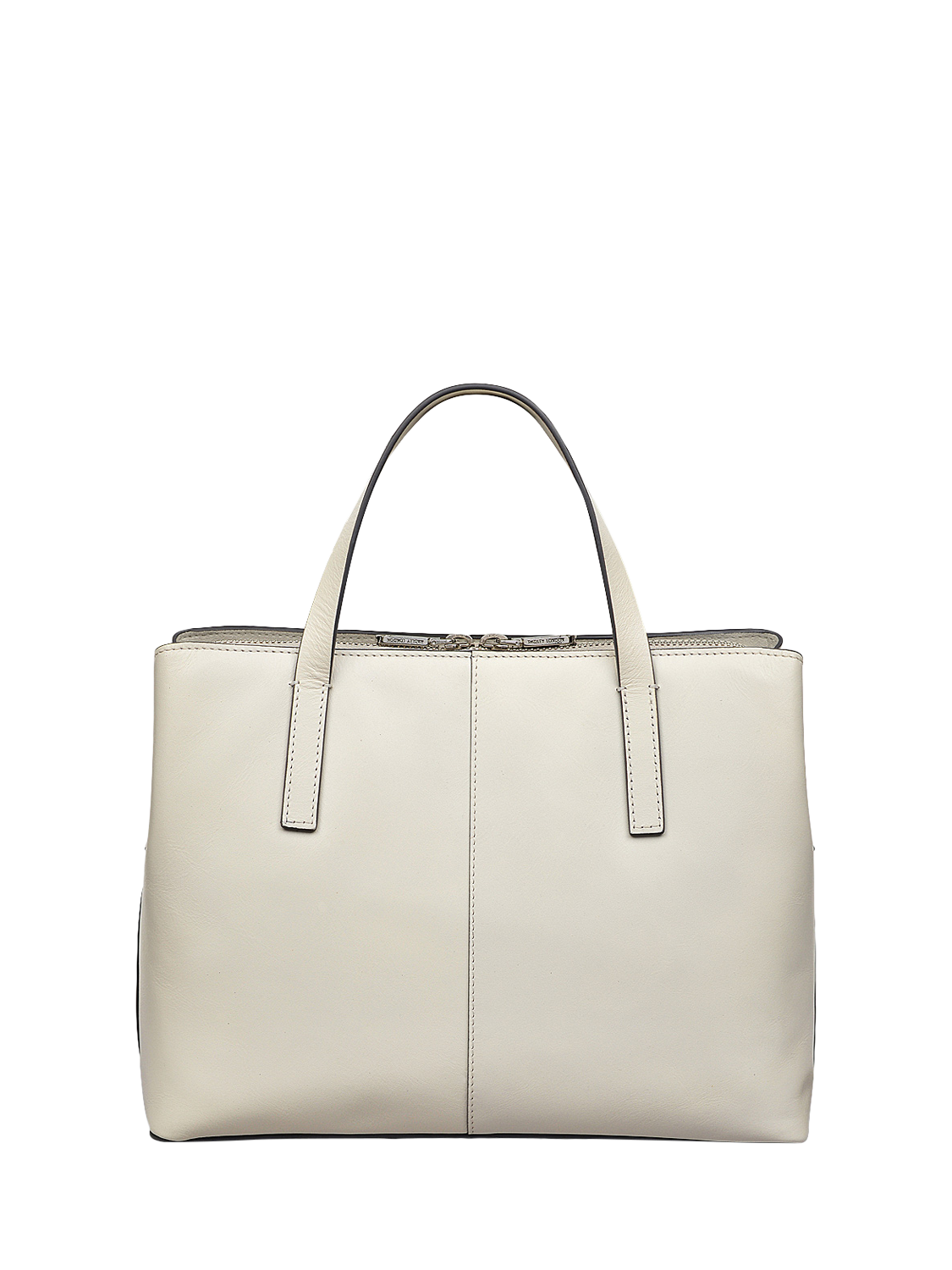 Product image 2 of 6, which shows Dukes Place Leather Weave Medium Zip Top Grab Bag, Chalk