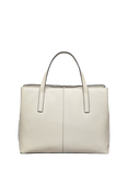 Dukes Place Leather Weave Medium Zip Top Grab Bag, Chalk