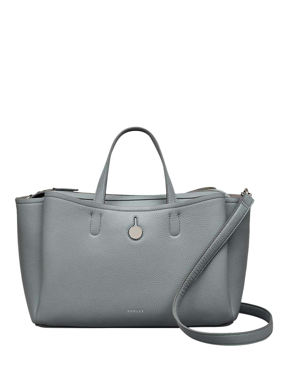 Product image 1 of 6, which shows Radley Bathurst Mews Leather Medium Zip Top Grab Bag, Artichoke
