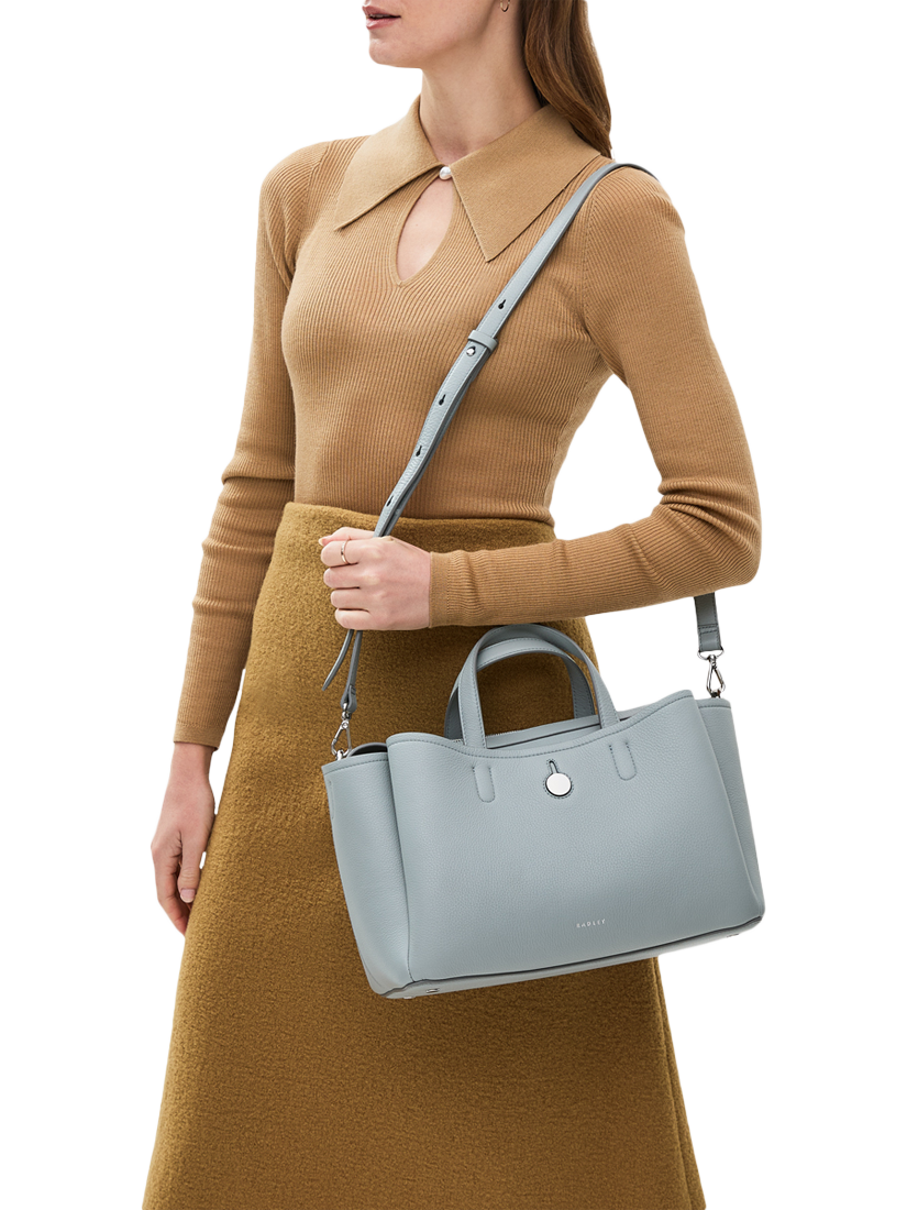 Product image 5 of 6, which shows Radley Bathurst Mews Leather Medium Zip Top Grab Bag, Artichoke