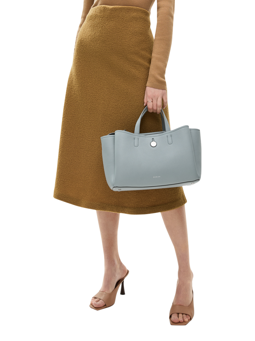 Product image 6 of 6, which shows Radley Bathurst Mews Leather Medium Zip Top Grab Bag, Artichoke