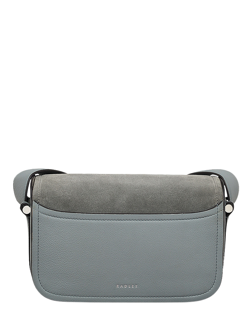 Product image 2 of 4, which shows Radley Bathurst Mews Suede Medium Flapover Cross Body Bag, Artichoke