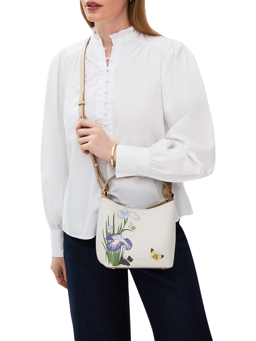 Product image 5 of 6, which shows Radley RHS Floral Leather Crossbody Bag, Chalk
