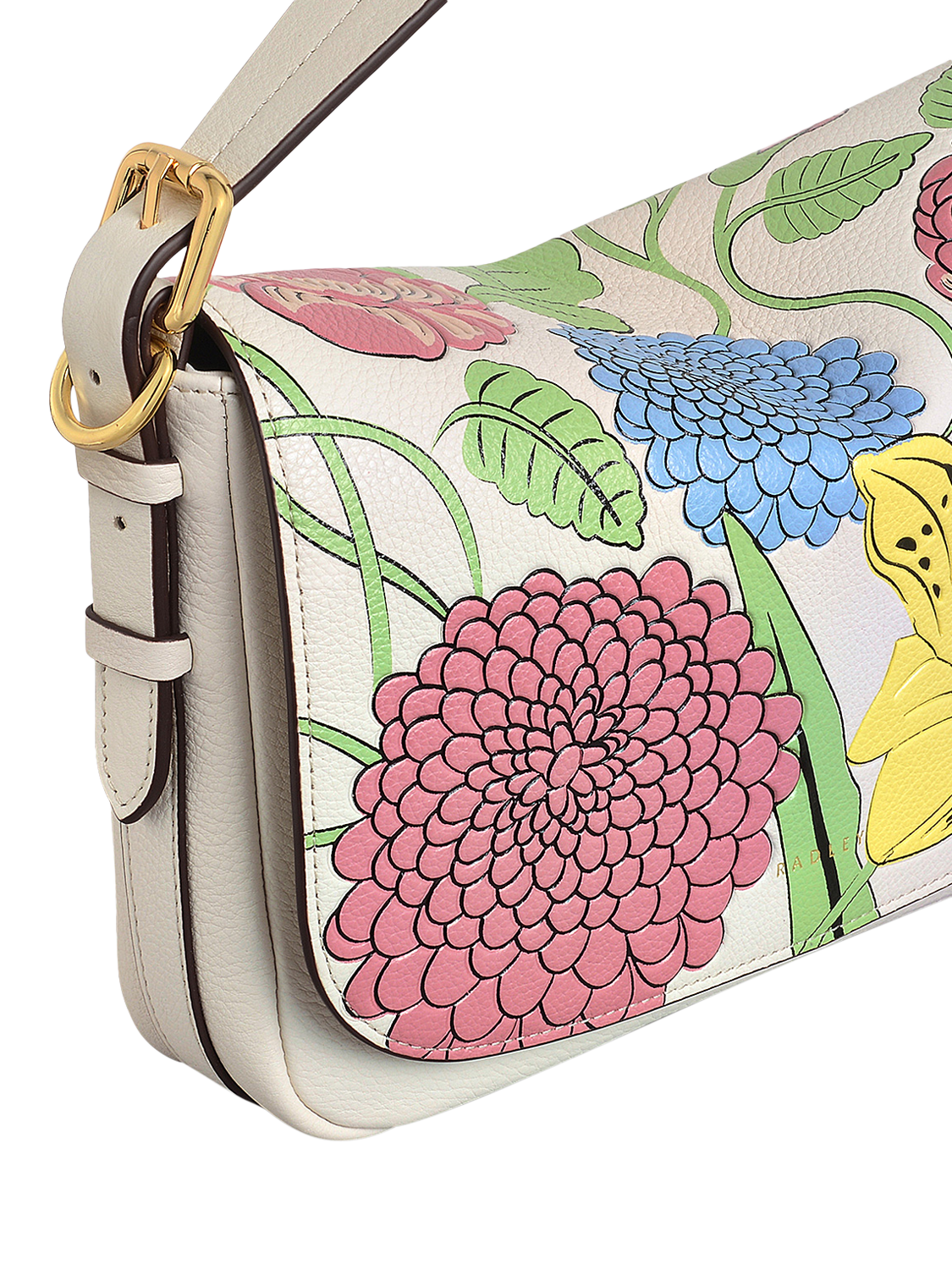 Product image 4 of 7, which shows Radley RHS Leather Small Flap Over Cross Body Bag, Chalk
