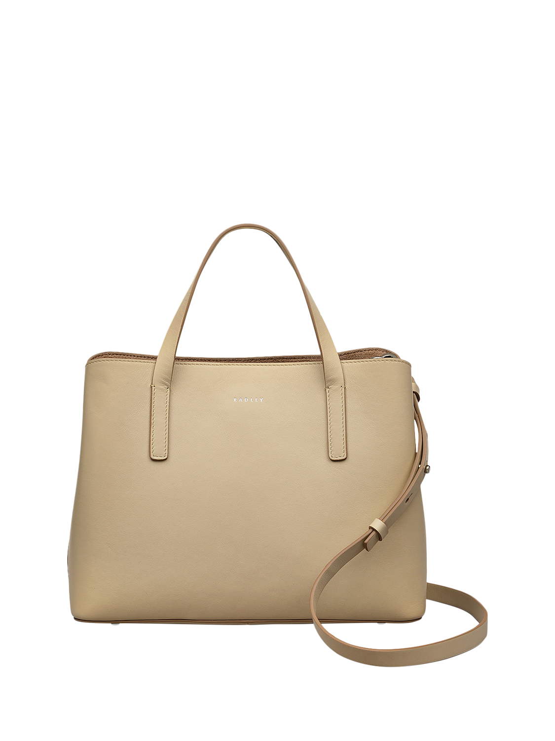 Product image 1 of 4, which shows Radley Dukes Place Leather Medium Zip-Top Grab Bag, Stone