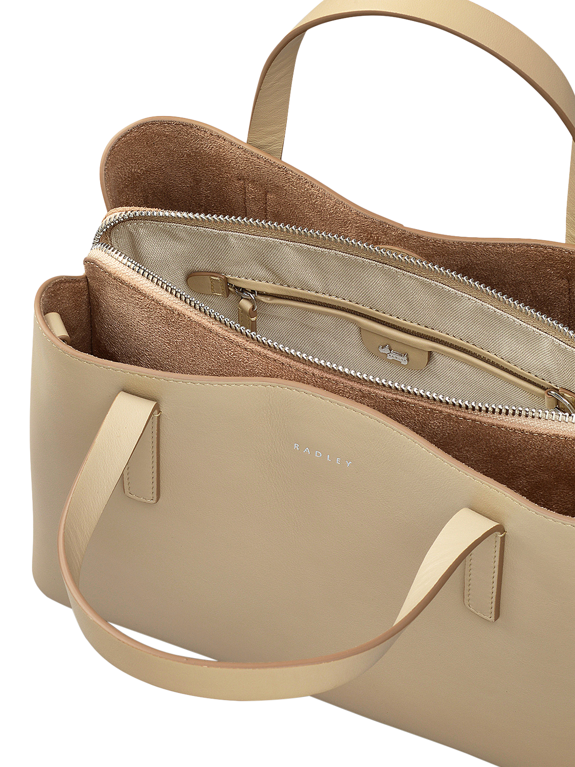 Product image 3 of 4, which shows Radley Dukes Place Leather Medium Zip-Top Grab Bag, Stone