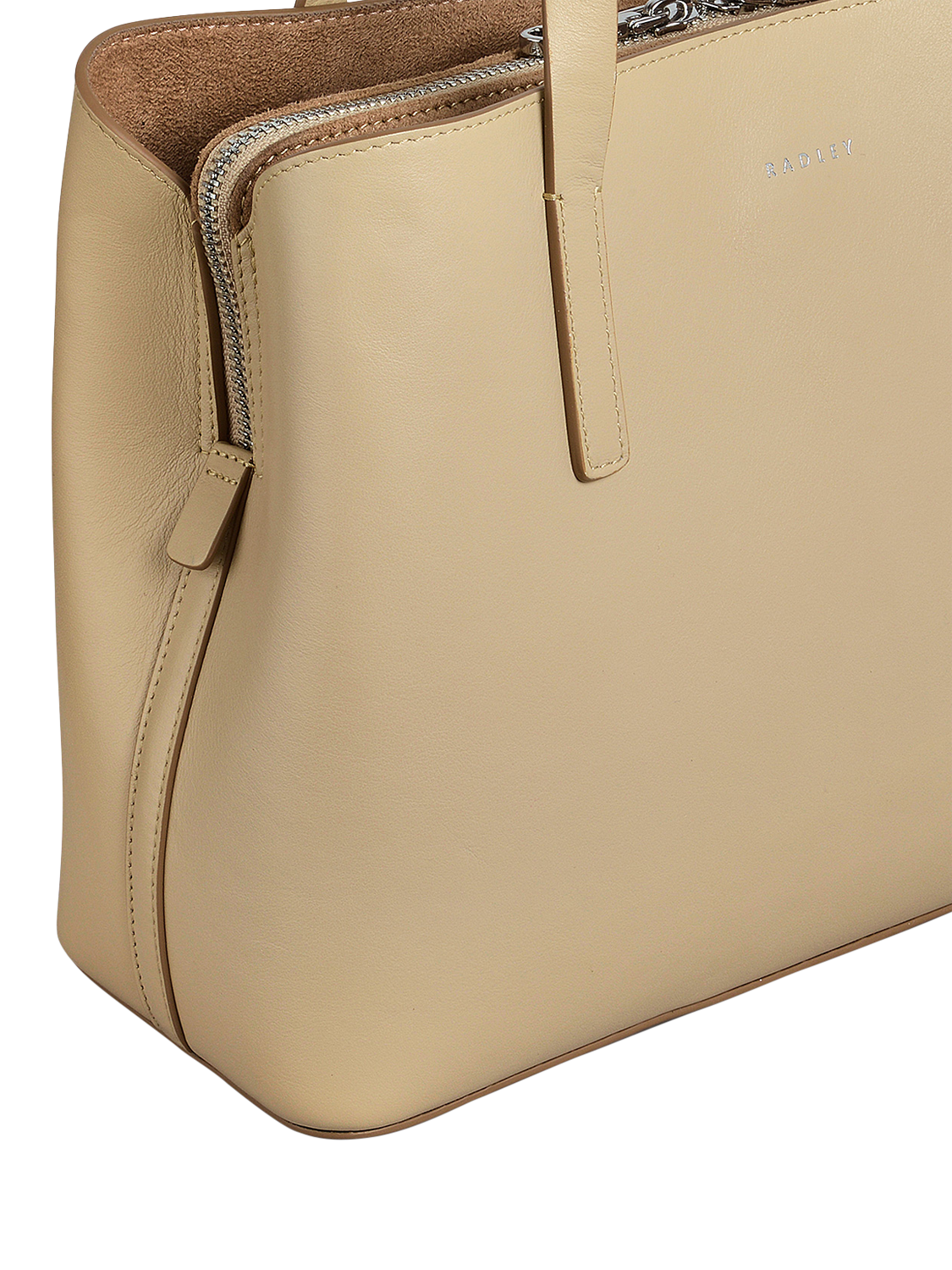 Product image 4 of 4, which shows Radley Dukes Place Leather Medium Zip-Top Grab Bag, Stone