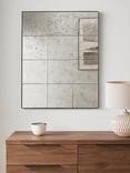 John Lewis Antique Tile Glass Rectangular Wall Mirror, 90 x 70cm, Matt Black