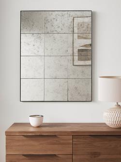 John Lewis Antique Tile Glass Rectangular Wall Mirror, 90 x 70cm, Matt Black - view 2, Matt Black