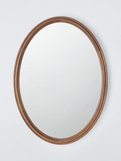John Lewis Farmhouse Oval Wood Frame Wall Mirror, 75 x 55cm, Walnut, Walnut