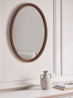 John Lewis Farmhouse Oval Wood Frame Wall Mirror, 75 x 55cm, Walnut - view 2, Walnut