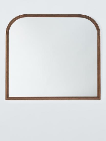 John Lewis Farmhouse Wood Frame Overmantel Wall Mirror, 95 x 105cm, Walnut, Walnut