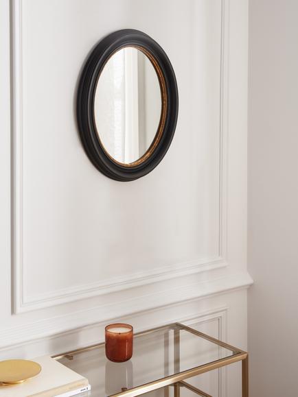 John Lewis Georgian Oval Wood Frame Wall Mirror, 50 x 40cm, Black - view 2, Black&gold