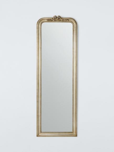 John Lewis Bow Detail Full Length Rectangular Leaner/Wall Mirror, 180 x 60cm, Gold, Gold