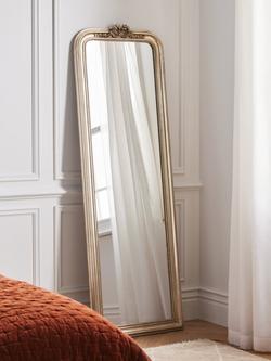 John Lewis Bow Detail Full Length Rectangular Leaner/Wall Mirror, 180 x 60cm, Gold - view 2, Gold