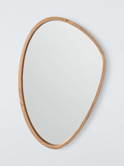 John Lewis Abstract Slim Oak Wood Frame Wall Mirror, 90 x 60cm, Natural, Natural Oak