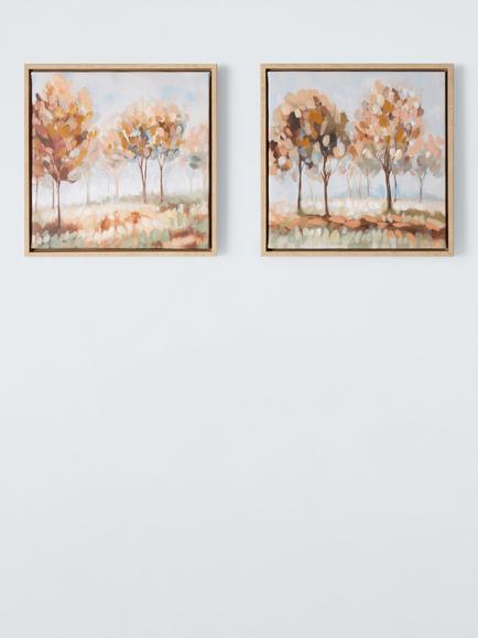 John Lewis 'Autumn Trees' Framed Canvas Print, Set of 2, 30 x 30cm, Multi, Multi