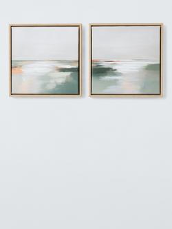 John Lewis 'Lakes' Framed Canvas Print, Set of 2, 30 x 30cm, Green, Green