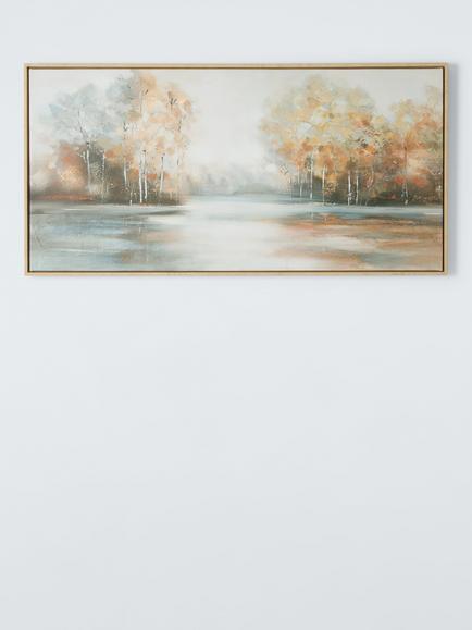 John Lewis 'Trees on the Lake' Framed Canvas Print, 50 x 100cm, Multi