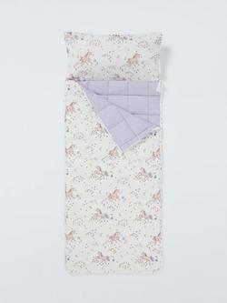 John Lewis Celeste Unicrn Pure Cotton Sleepover Bag, Natural