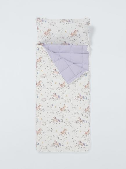 John Lewis Celeste Unicrn Pure Cotton Sleepover Bag, Natural